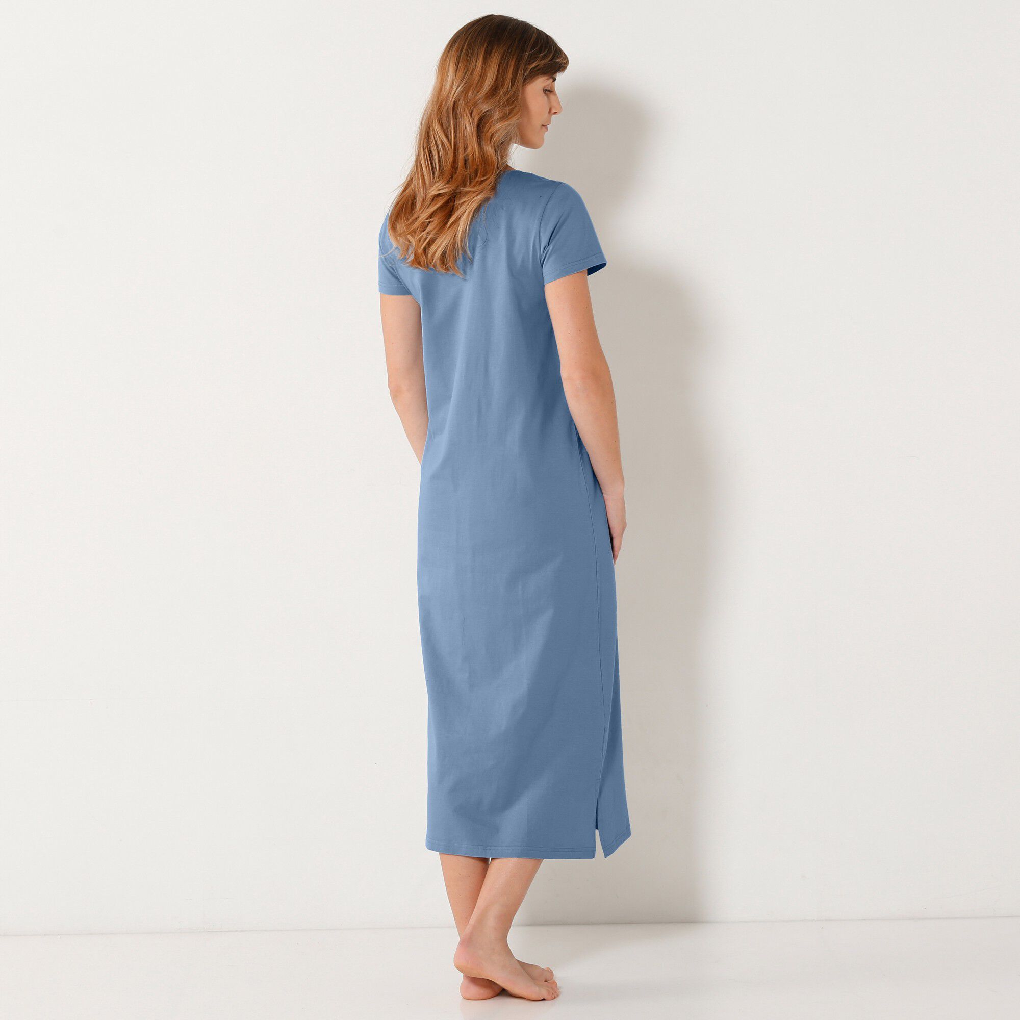 Chemise de nuit longue imprimé couple chats