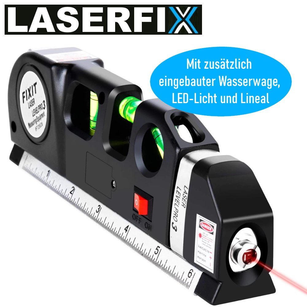 MAVURA Laserwasserwaage LASERFIX Laser Wasserwaage 4-in-1 Lasermessgerät, Kreuzlinienlaser Entfernungsmesser Maßband