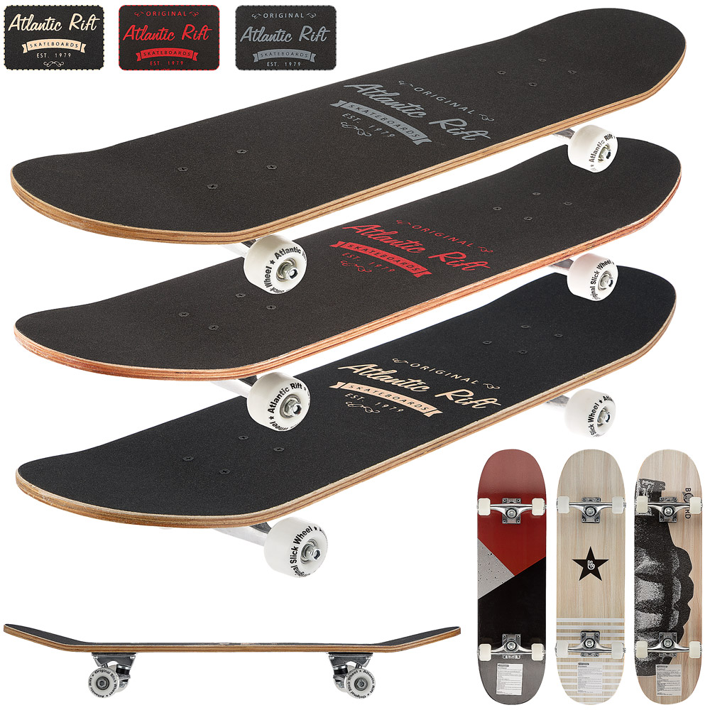 DEUBA Skateboard Mordern Art Atlantic Rift Wood 80 x 21 x 12cm schwarz