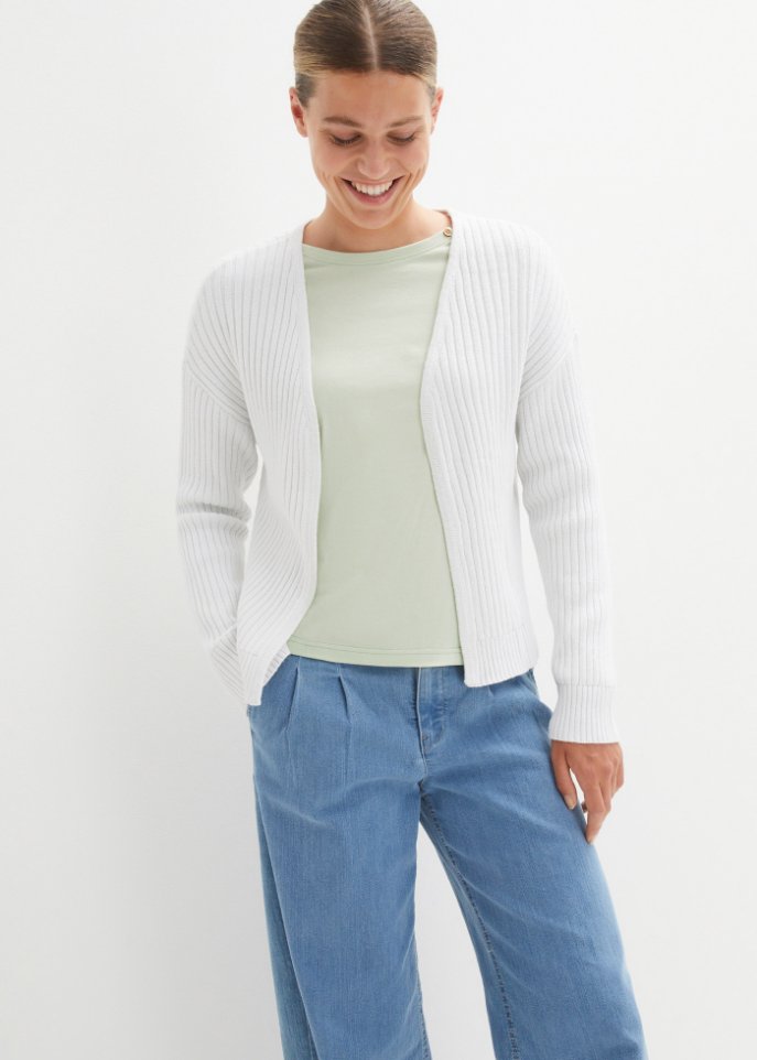 Offene Strickjacke, verkürzt