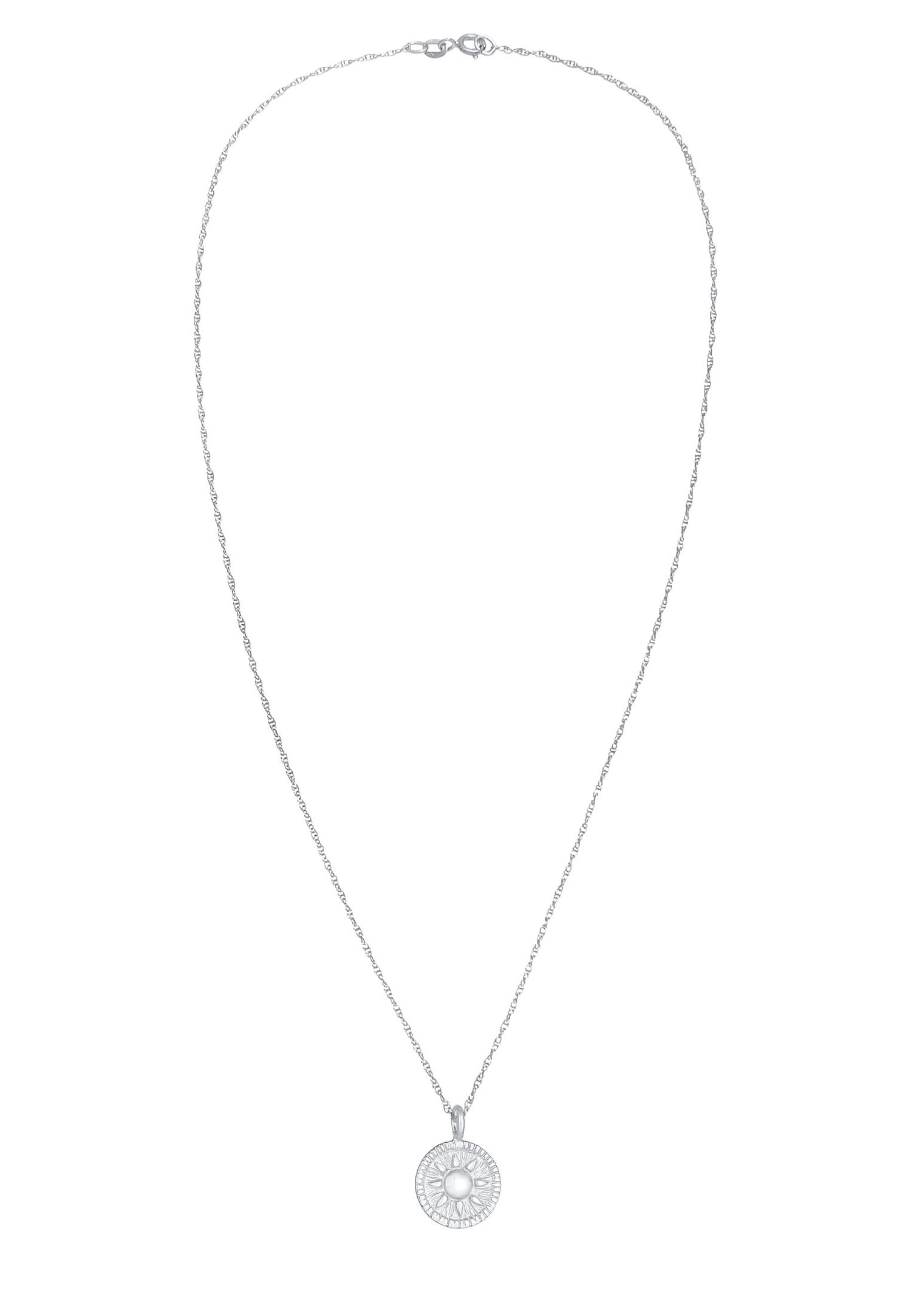 Elli női medál zsinóros, kerek, érme alakú nap, vintage trend, 925 sterling ezüstből