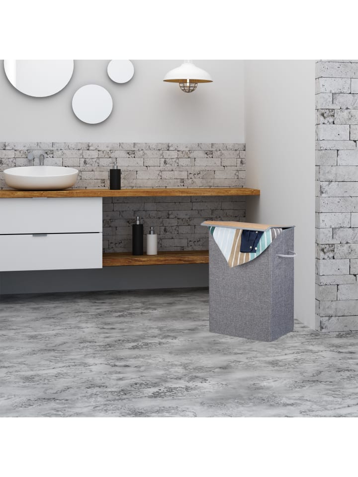 relaxdays 2 x Wäschekorb in Grau - (B)40 x (H)60 x (T)30 cm günstig kaufen onesize