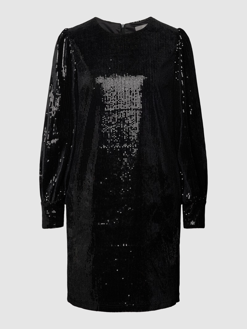 Minikleid mit Paillettenbesatz in schwarz