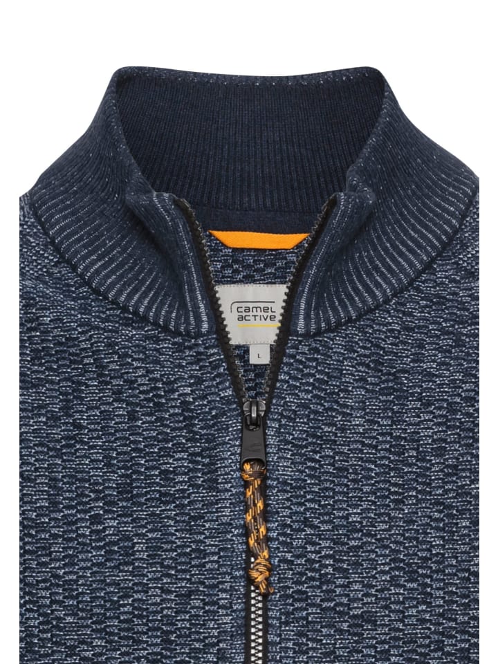 Camel Active Strickjacke mit Reißverschluss in Jeans Blau günstig kaufen
