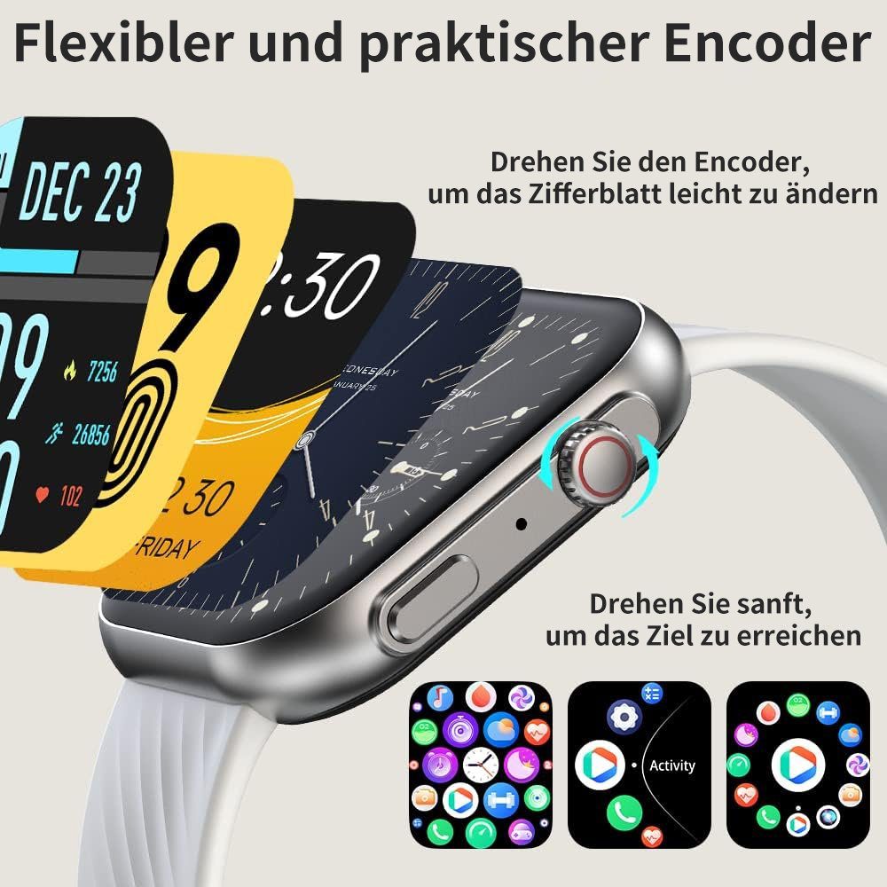 JOEAIS Damen Smartwatch Fitnessuhr Sport Watch Fitnessarmband Smartwatch (2.01 