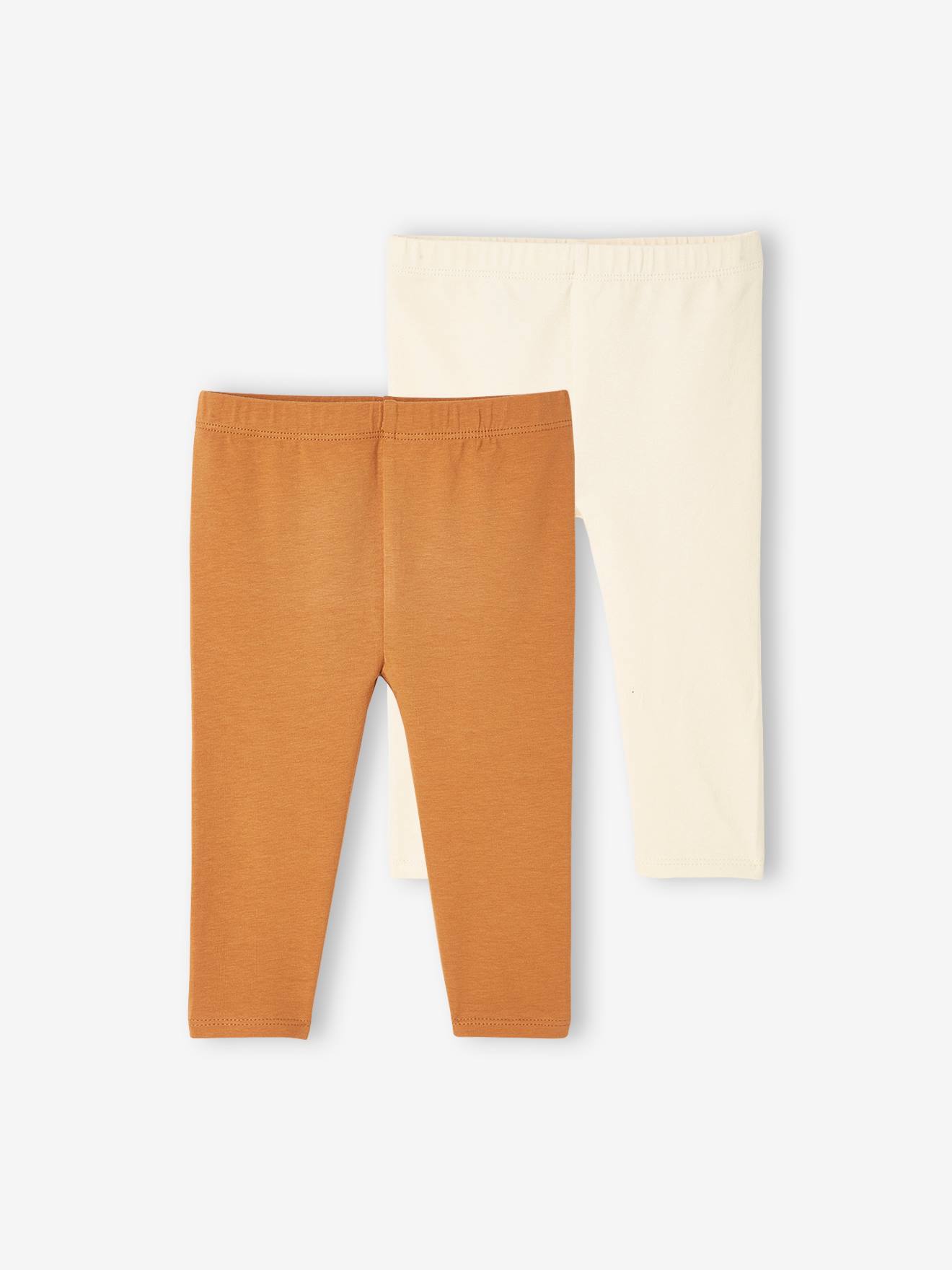 Lot de 2 leggings longs bébé fille BASICS gris chiné