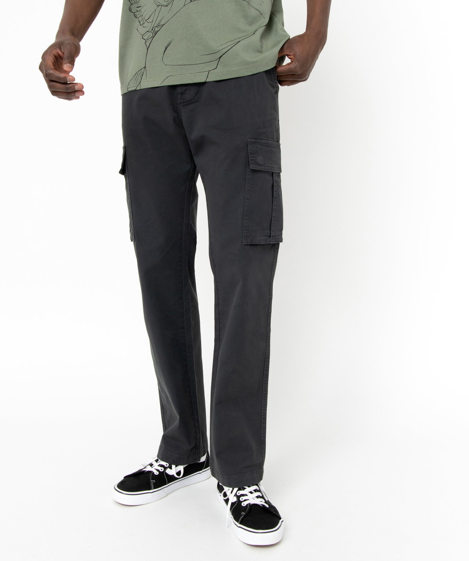 Pantalon cargo en coton stretch homme gris fonce | GEMO