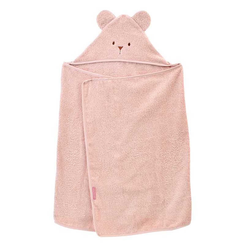 Cape de bain à  oreilles Ourson - pétale de rose