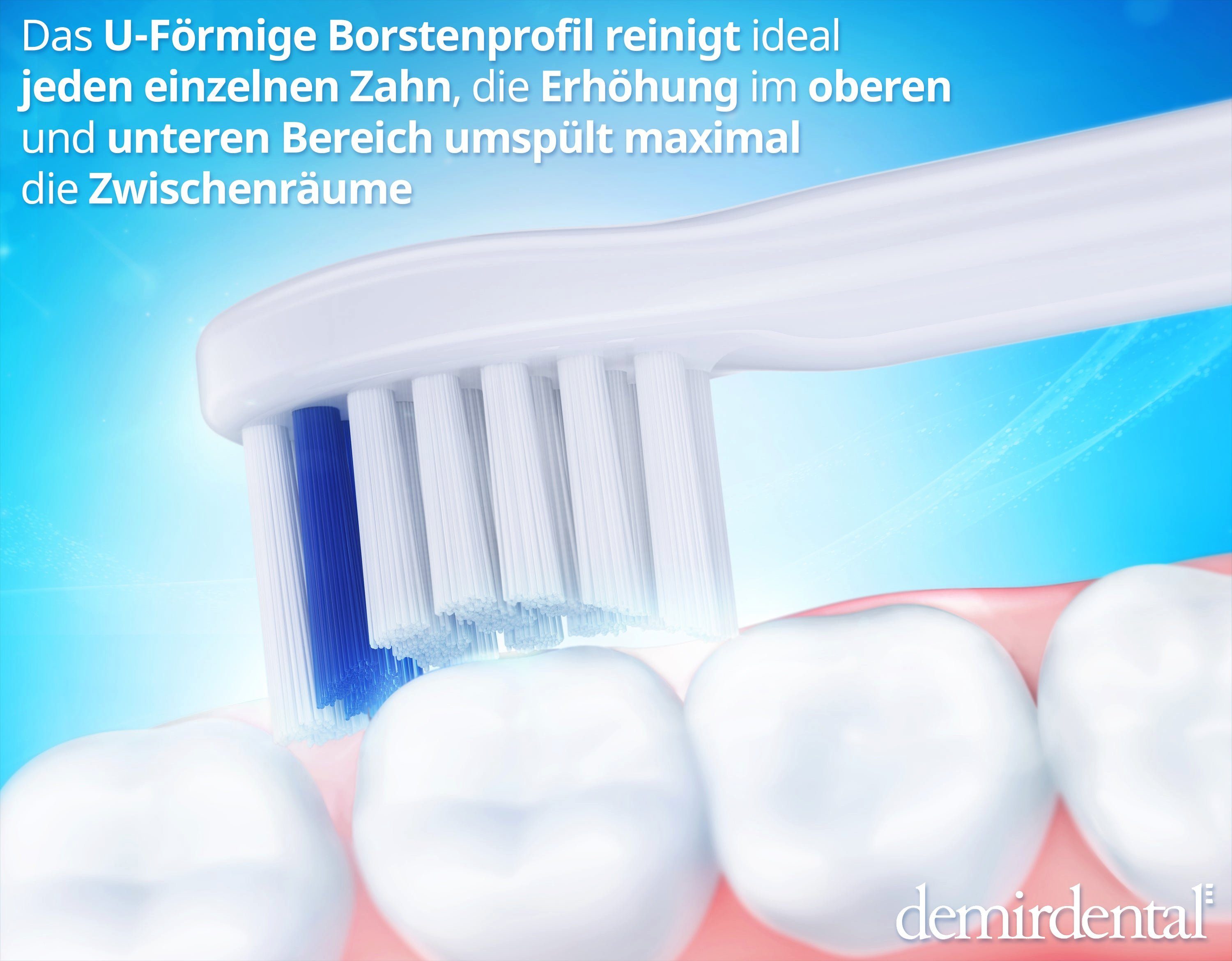 demirdental Aufsteckbürsten passend für Philips Sonicare Ersatzbürsten, Mini, Medium, Weiß, HX6024/HX6028