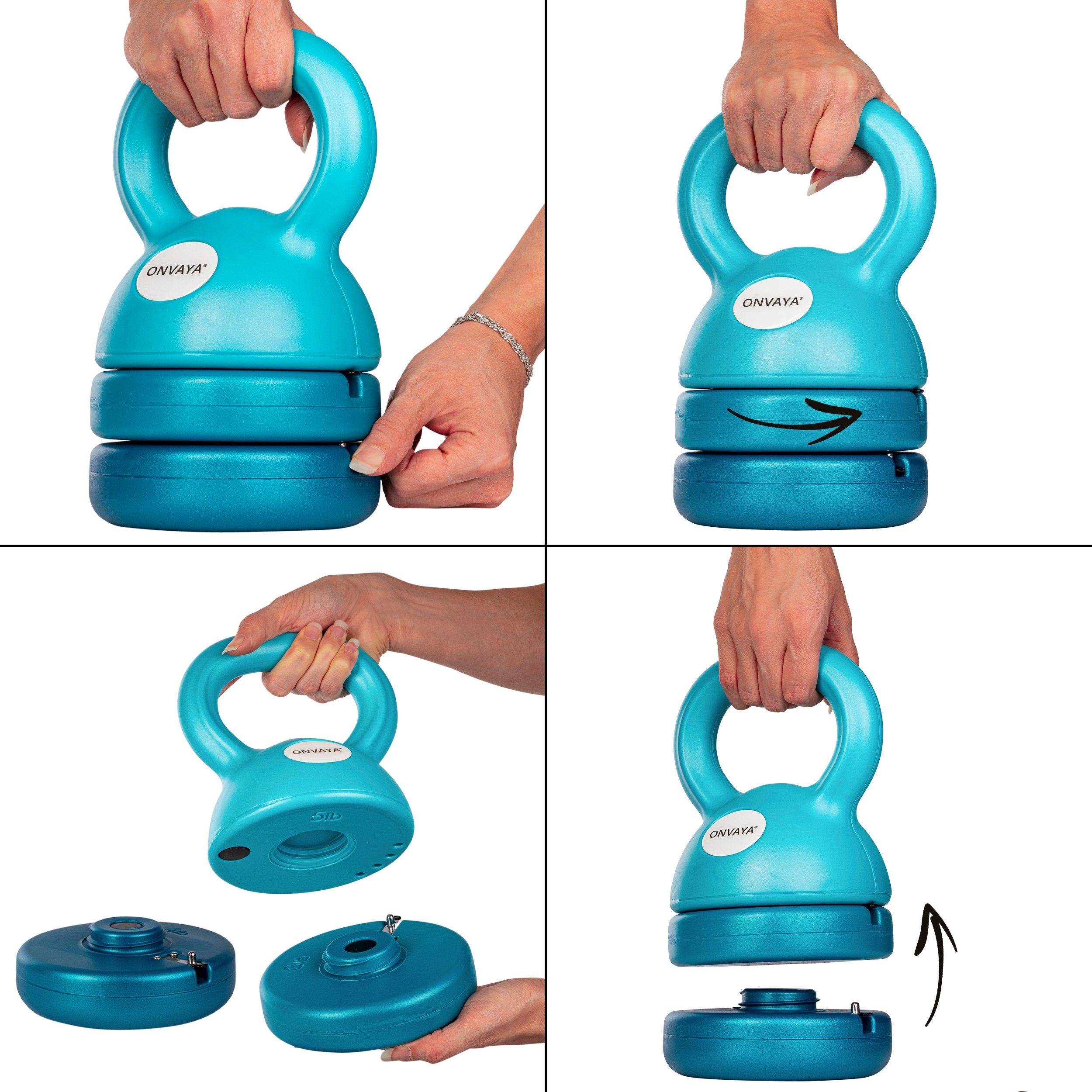 ONVAYA Kettlebell Verstellbare Kugelhantel, Hantelscheiben, Hantel Set, Schwunghantel