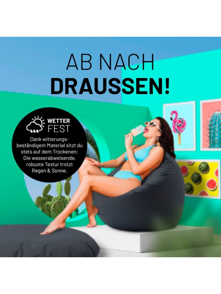 Lumaland Sitzsack 2-in-1-Sitzsack - 300l 120 x 80 x 75 cm - Stahlgrau günstig kaufen onesize