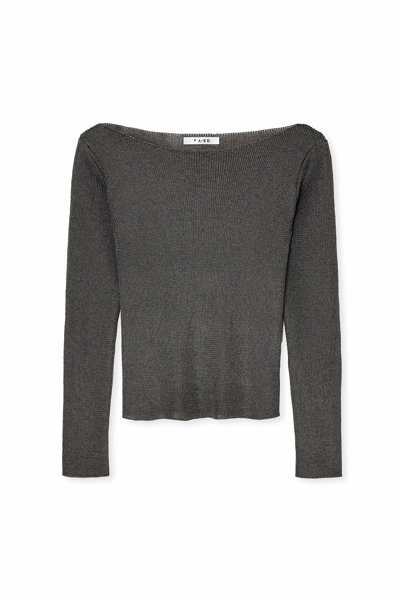 Metallischer Strickpullover mit U-Ausschnitt