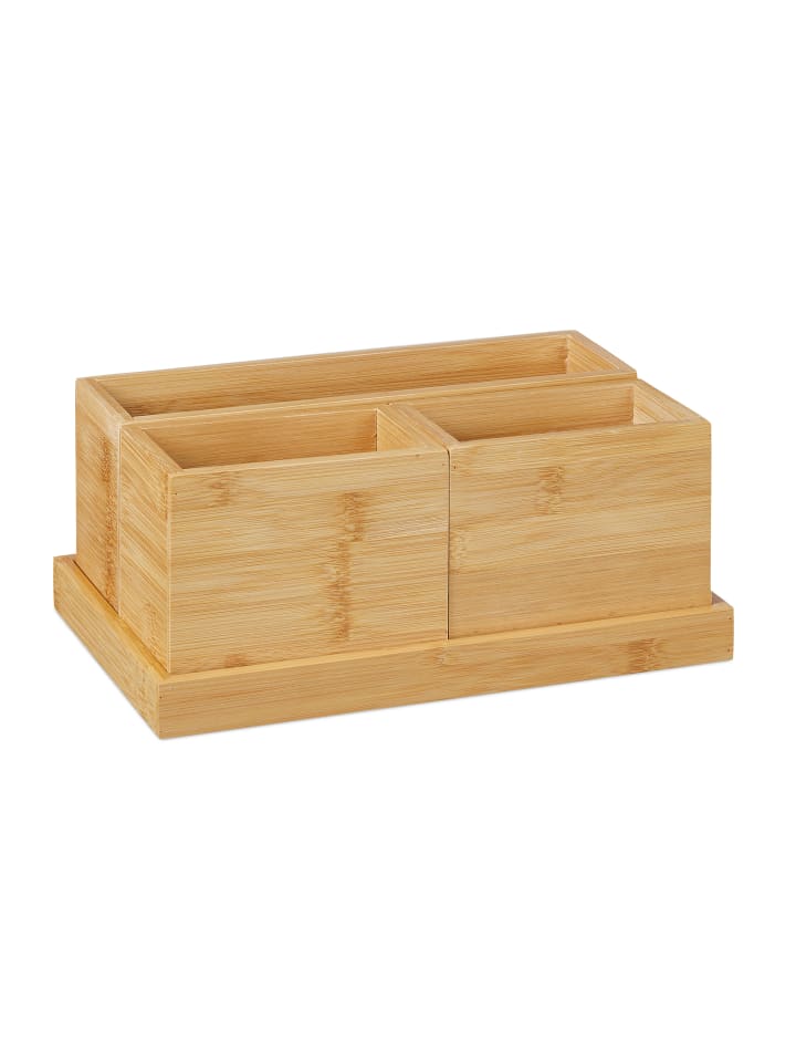 relaxdays 4 tlg. Schreibtisch Organizer Set in Natur günstig kaufen onesize