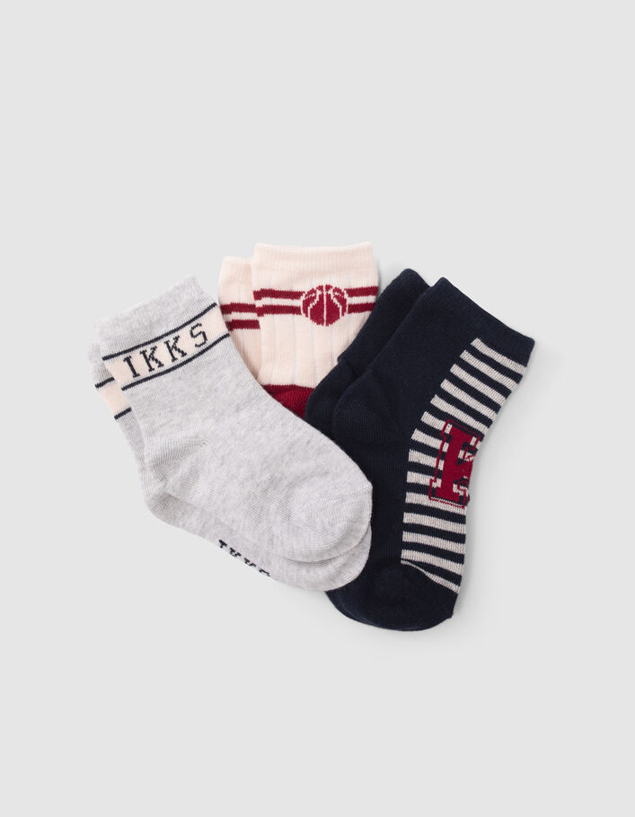 Chaussettes marine, grises et écrues bébé garçon