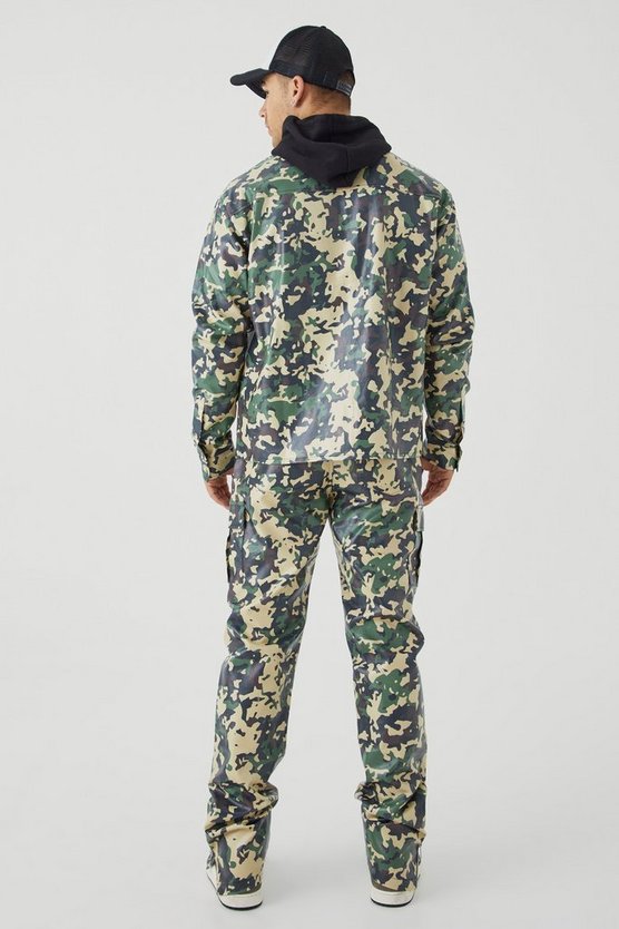 PU Camouflage Cargo-Hose mit geradem Bein