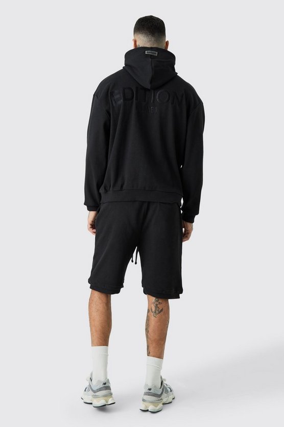 Tall gerippter Oversize Hoodie mit Edition Print