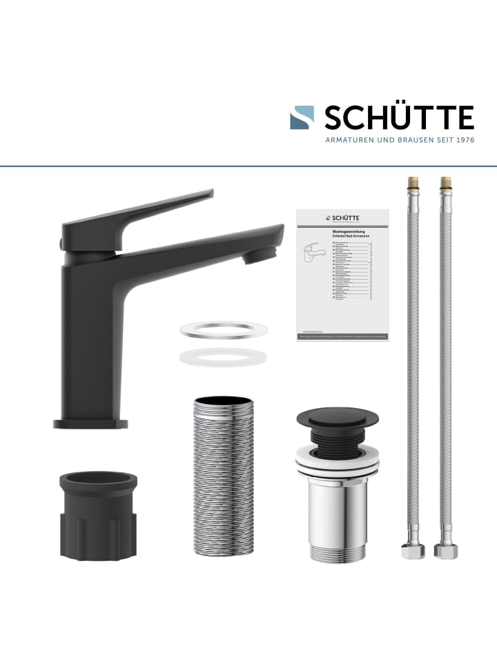 Schütte Waschtischarmatur RAVEN in Schwarz matt mit Pop Up - (L) 16 x (B) 5 x (H) 16 cm günstig kaufen onesize