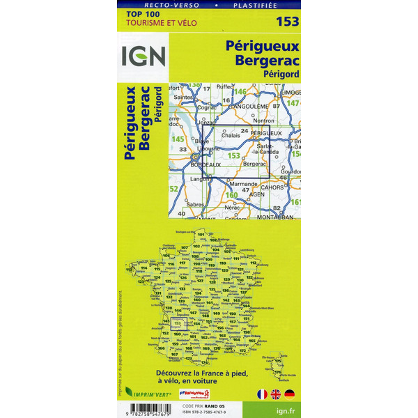 Périgueux Bergerac 1:100 000 - Wanderkarte
