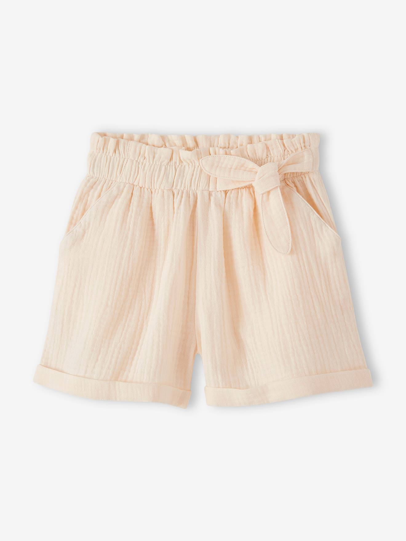 Vertbaudet Mädchen Paperbag-Shorts, Musselin - vanille
