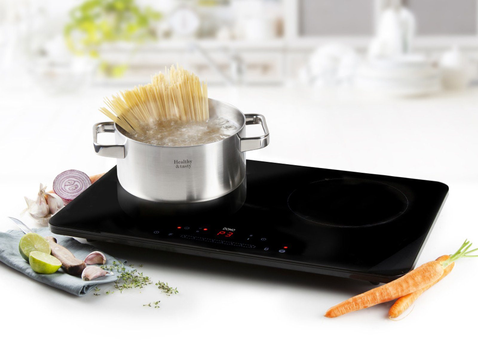 Domo Doppel-Induktionskochplatte, Mobiles 2er Platten Induktion Kochfeld autark elektrisch - für Camping