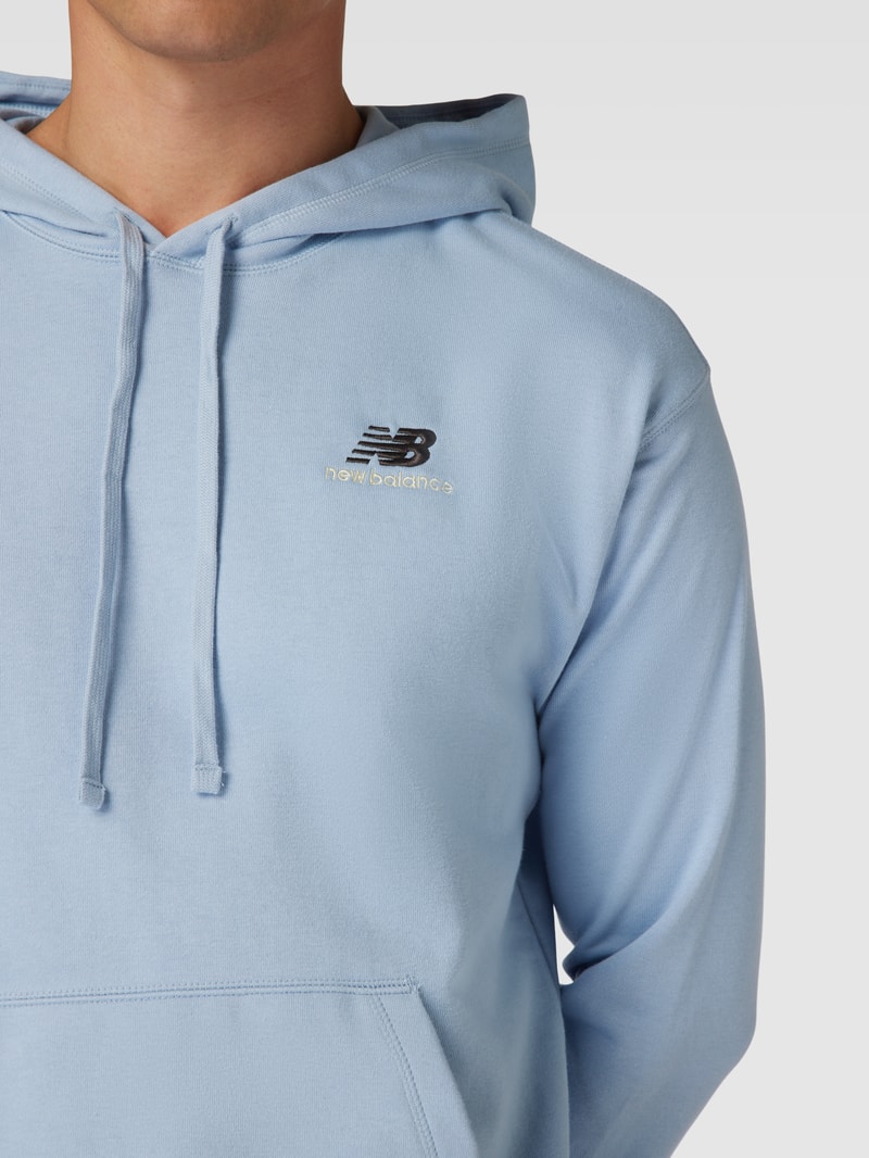 Hoodie mit Logo-Stitching in rauchblau