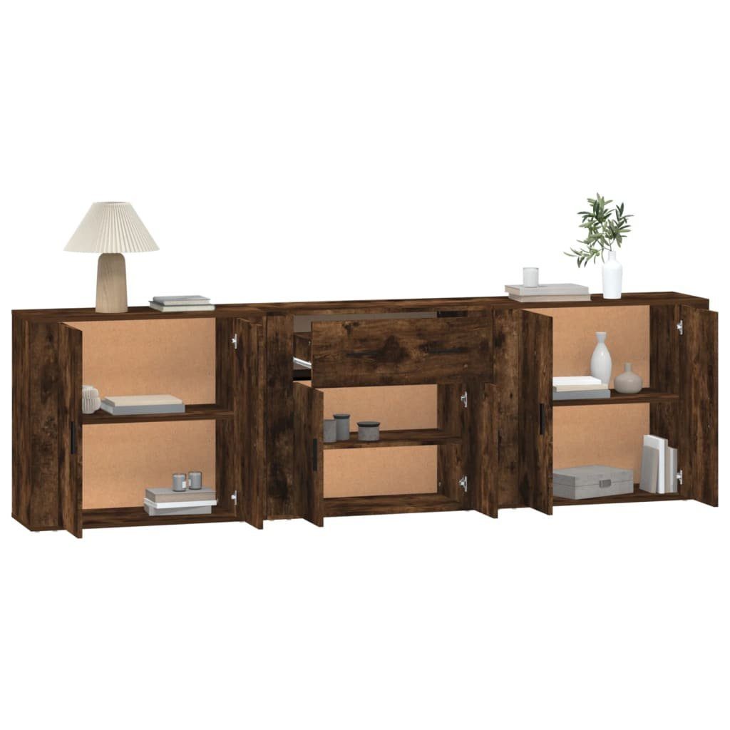 vidaXL Sideboard Sideboards 3 Stk. Räuchereiche Holzwerkstoff (3 St)