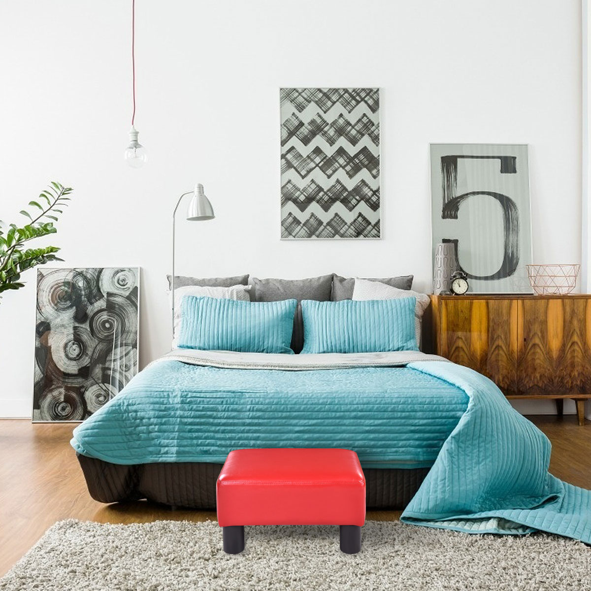 Costway COSTWAYKleiner Fußhocker, Hocker aus Kunstleder