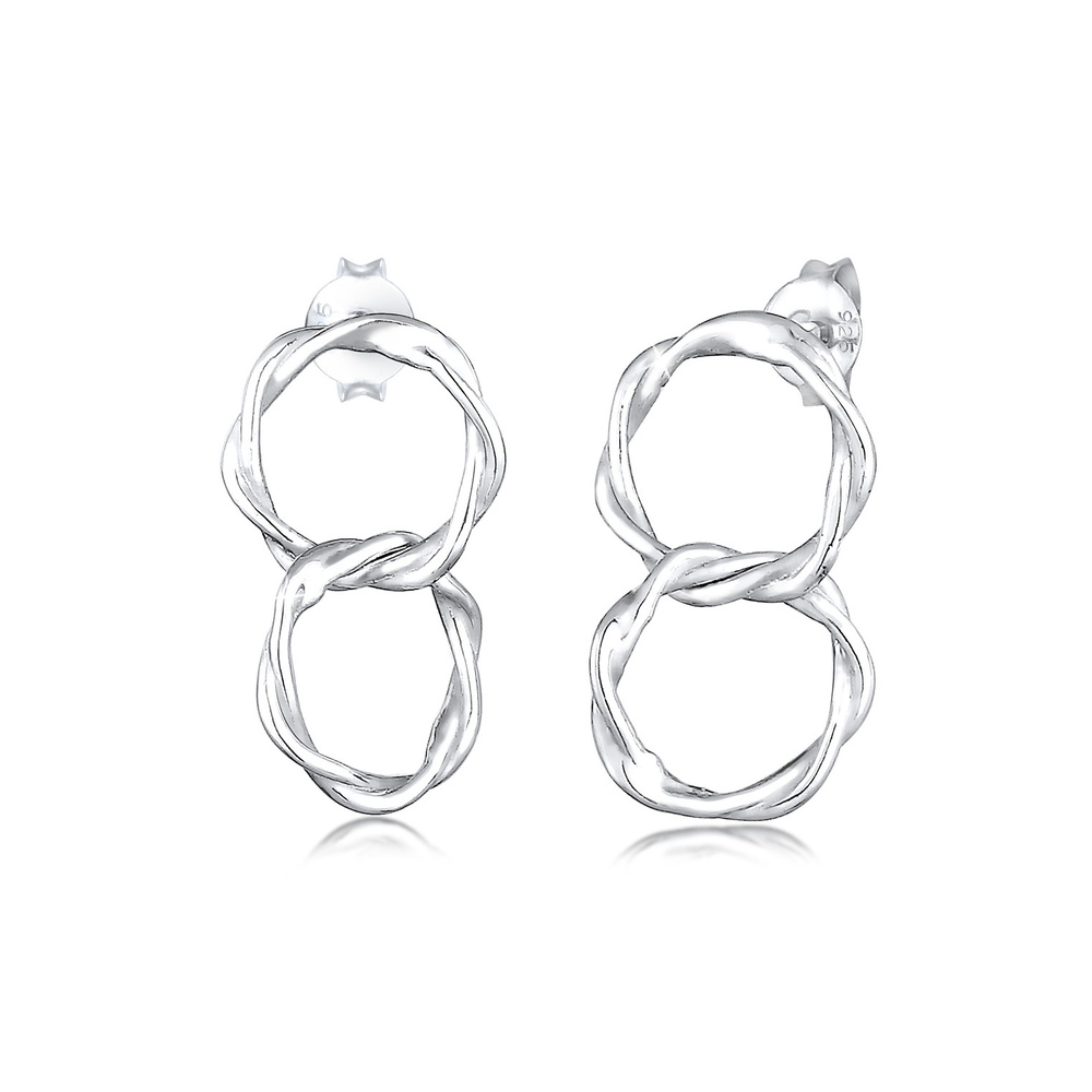 Elli Elli Boucles d'Oreilles Tordu Cercles Geo Minimal Boucles d'oreilles Femme  (925/ Boucles d'oreilles