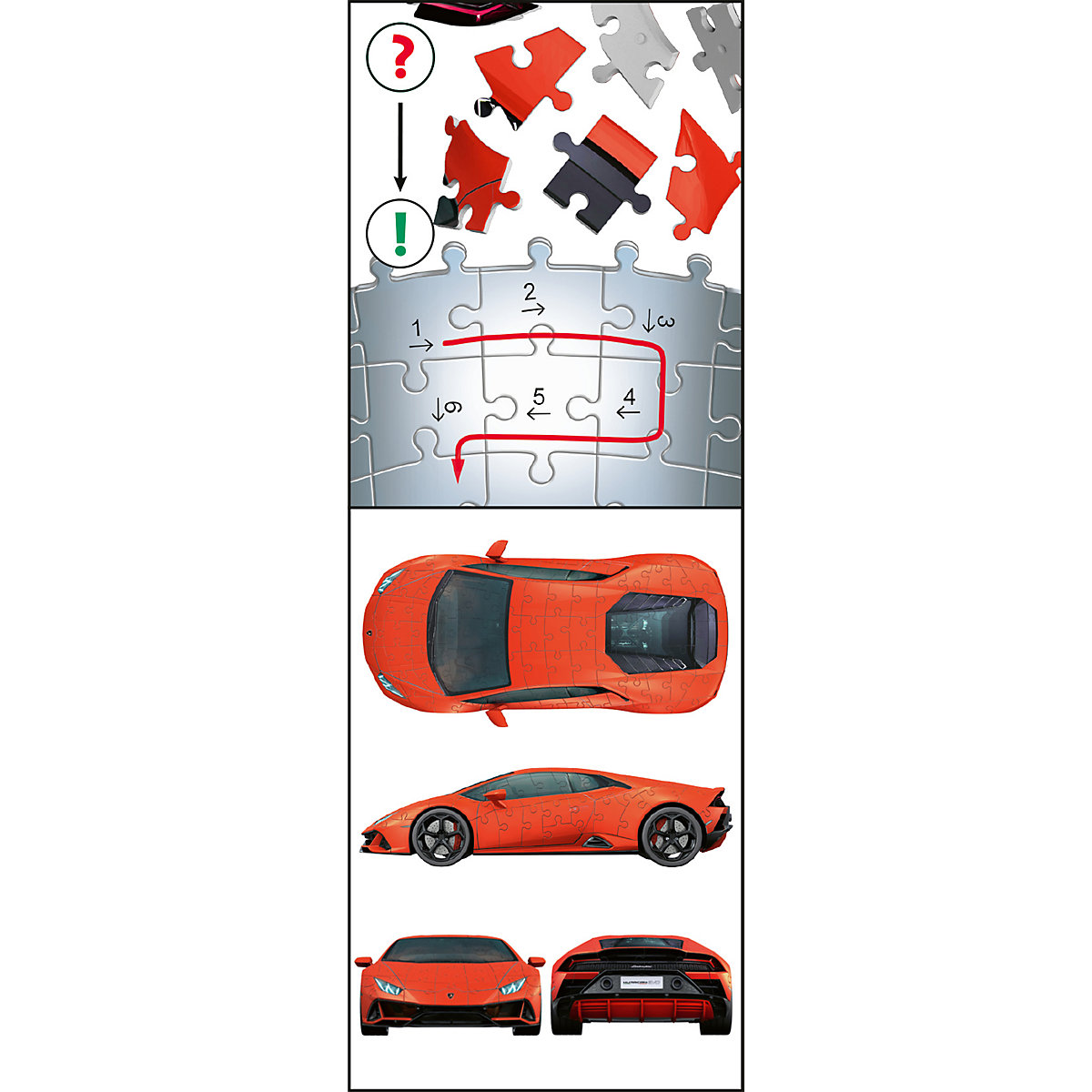3D-Puzzle Lamborghini Huracan Evo, 108 Teile