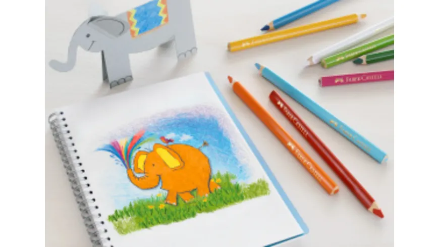 FABER-CASTELL Dreikant-Farbstift Jumbo 12er-Etui mehrfarbig