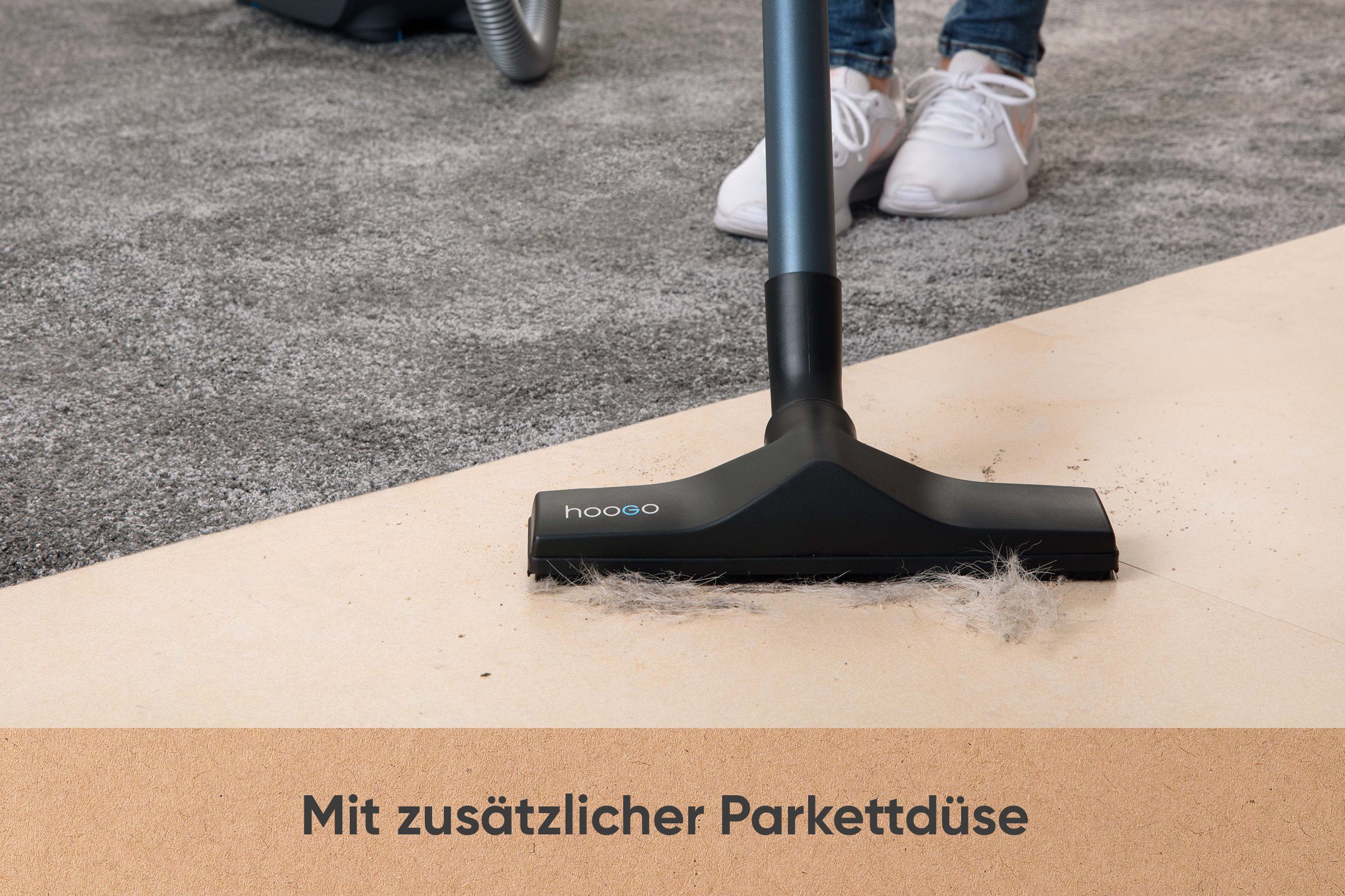 hoogo Bodenstaubsauger B3+, 850 W, mit Beutel, extra leise, Reichweite 11m, für Allergiker (HEPA 14)