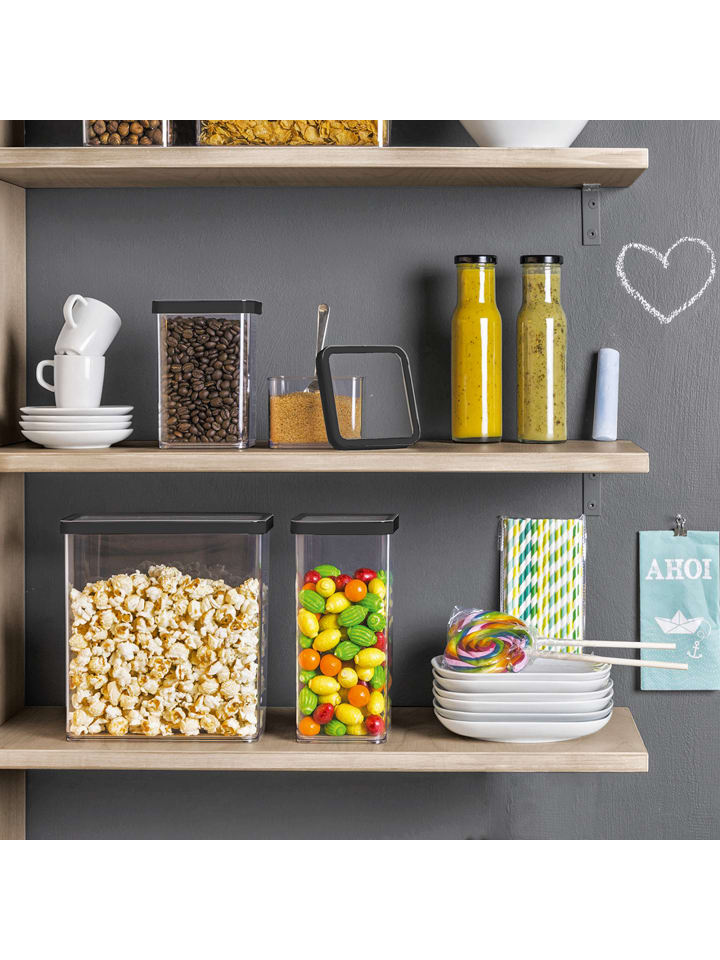 Rotho Loft 5er-Set Vorratsbehälter mit Deckel, Kunststoff  in Schwarz günstig kaufen onesize