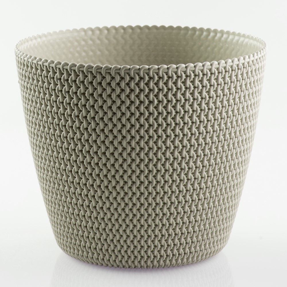 Powertec Garden Blumentopf in Strickoptik, ca. 11,5 Liter - Taupe