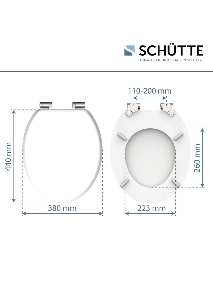 Schütte MDF WC Sitz WHITE mit Absenkautomatik - (L) 45 x (B) 38 x (H) 5 cm günstig kaufen onesize