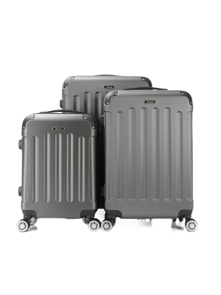 COFI 1453 Reisekoffer Koffer 3 tlg Hartschale Trolley Set in Grau günstig kaufen onesize