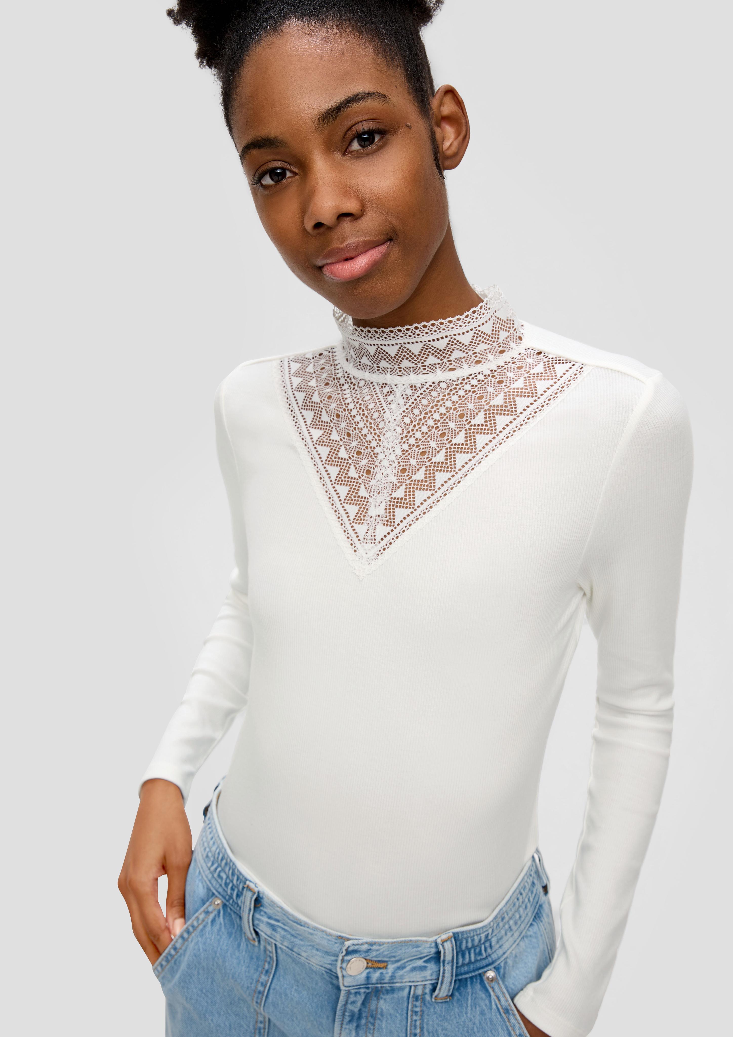 Langarmshirt mit Spitzen-Detail  2141121-0200