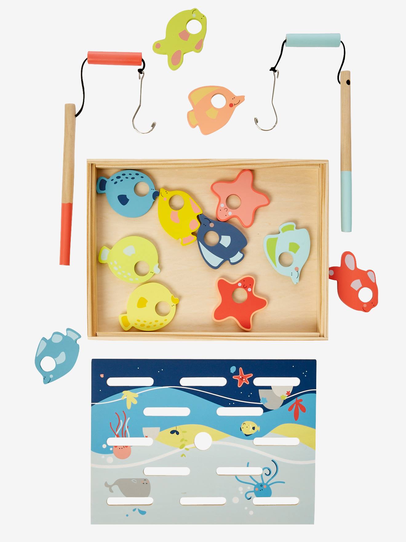 Vertbaudet 3D-Angelspiel für Kinder, Holz FSC - mehrfarbig