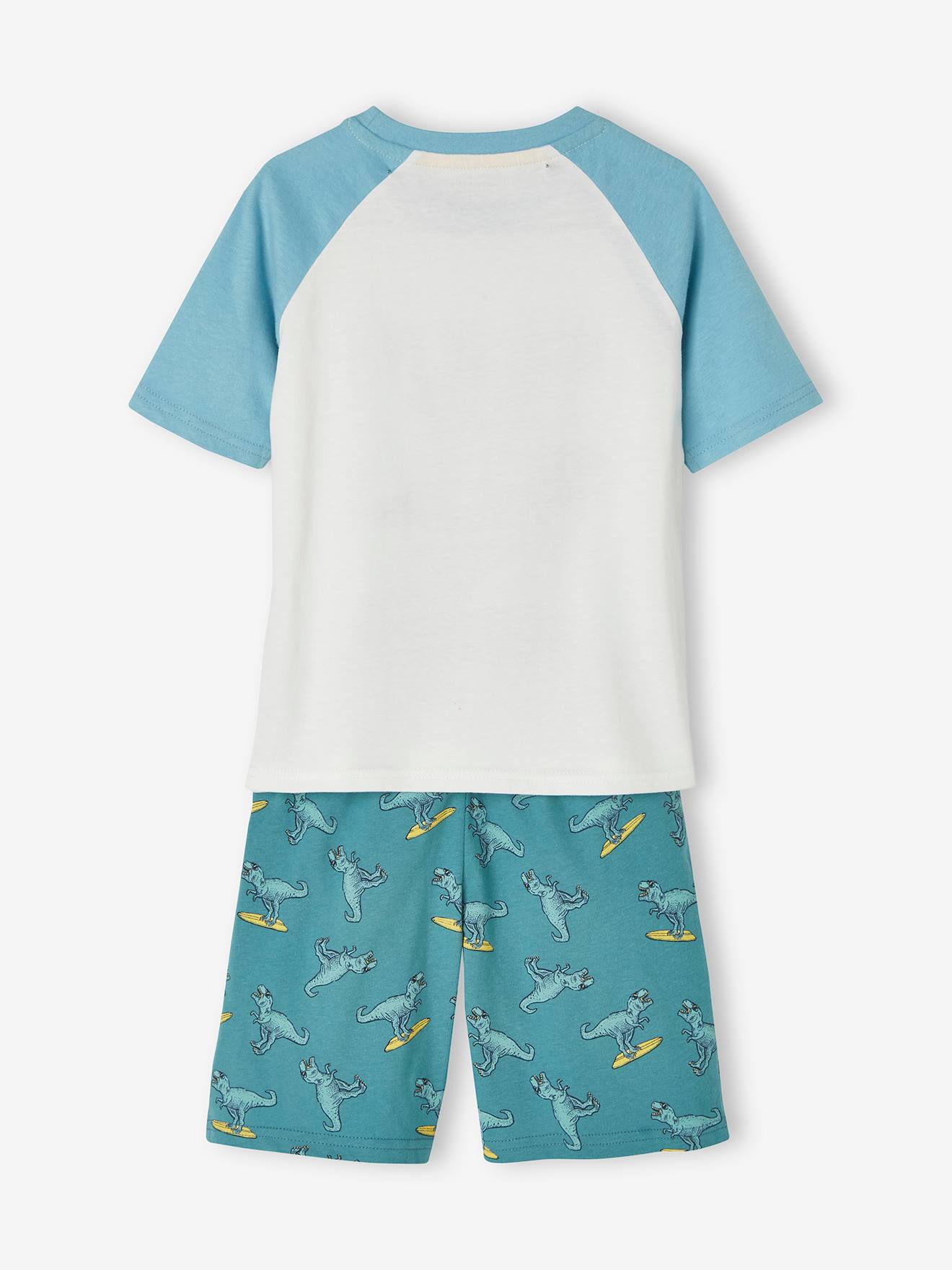 Pyjashort imprimé garçon Dino Surf bleu canard