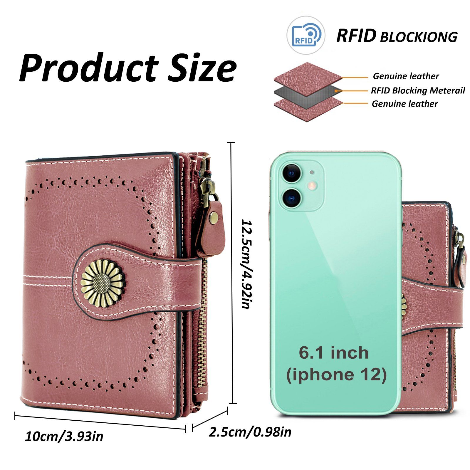 TAN.TOMI Brieftasche Geldbeutel Damen,Portemonnaie Damen mit RFID Schutz, Kreditkartenschlitz,Zusammenklappbar,Fotoslot,Cleveres Design