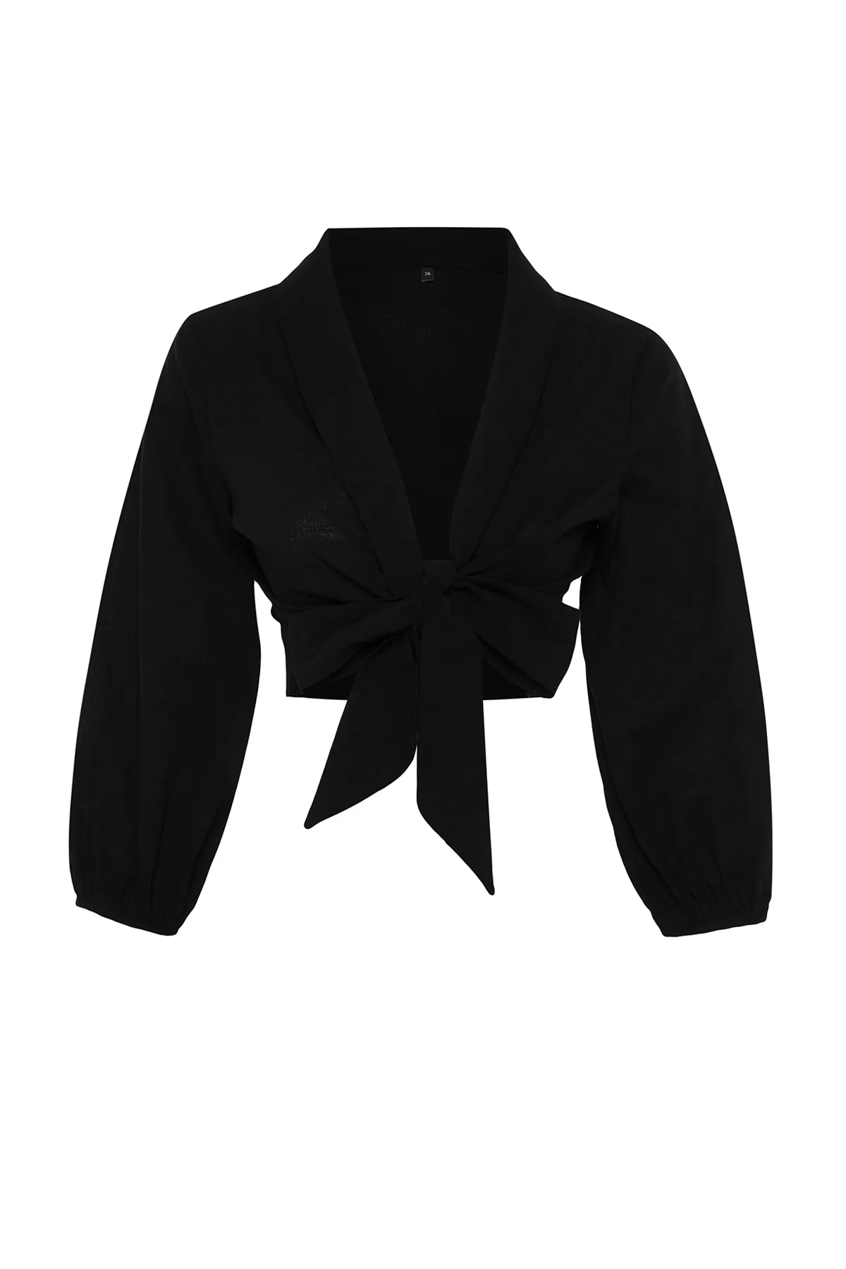 Trendyol Collection  Weiße Crop-Webbluse zum Binden aus 100 % Baumwolle TBESS24BZ00006