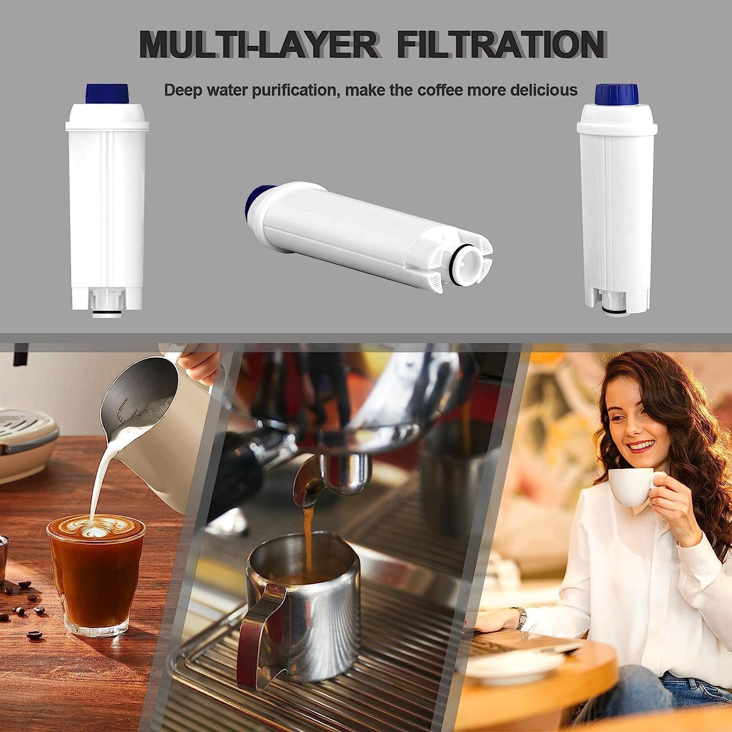 Super Solu Wasserfilter Kaffeefilter für Delonghi Kaffeemaschinen DLSC002, Zubehör für Kompatibel mit DeLonghi-Modellen, ECAM, ETAM, ESAM, BCO und EC Serie, -2 Pack