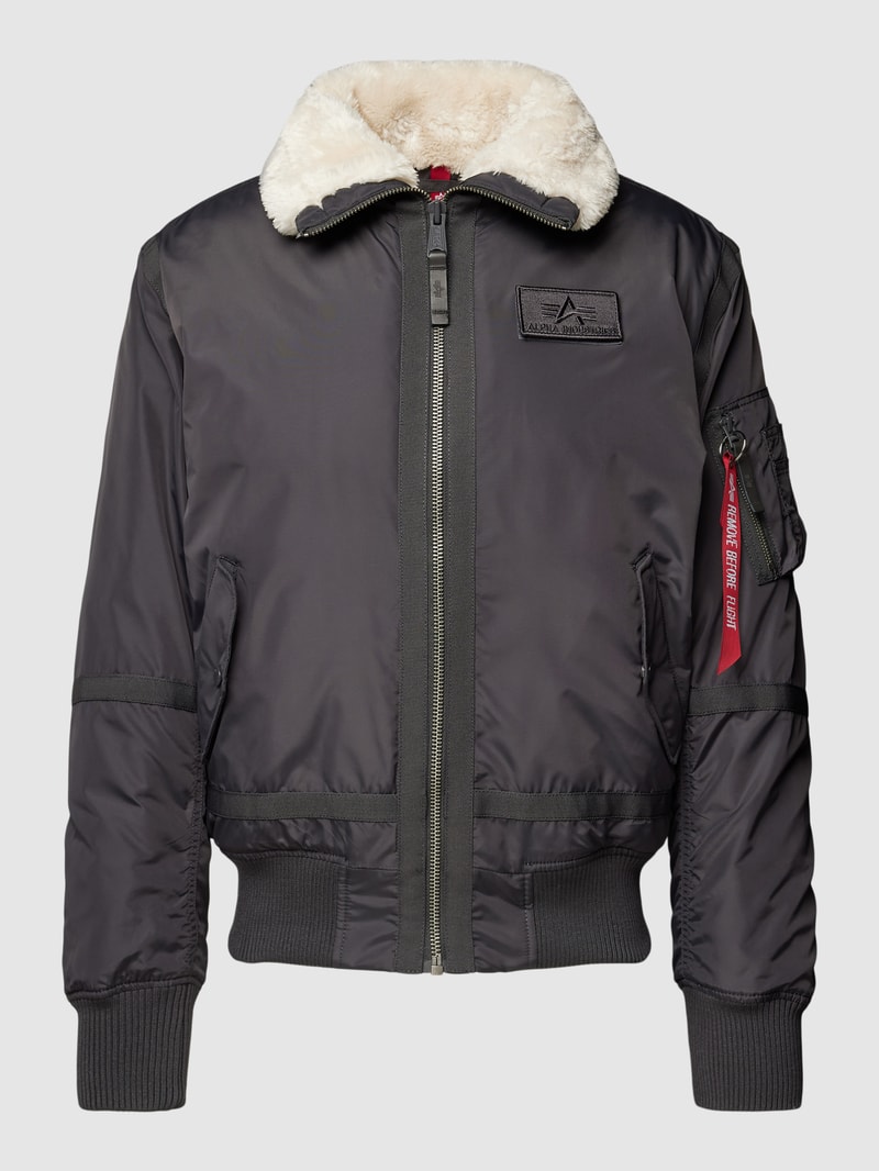 Bomberjacke mit Label-Patch in dunkelgrau