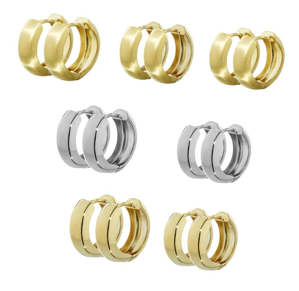 NKlaus Klappcreolen Paar 333 Gelbgold Klappcreolen Ohrringen 12,2 X 3, (1 Paar - 2 Stück)