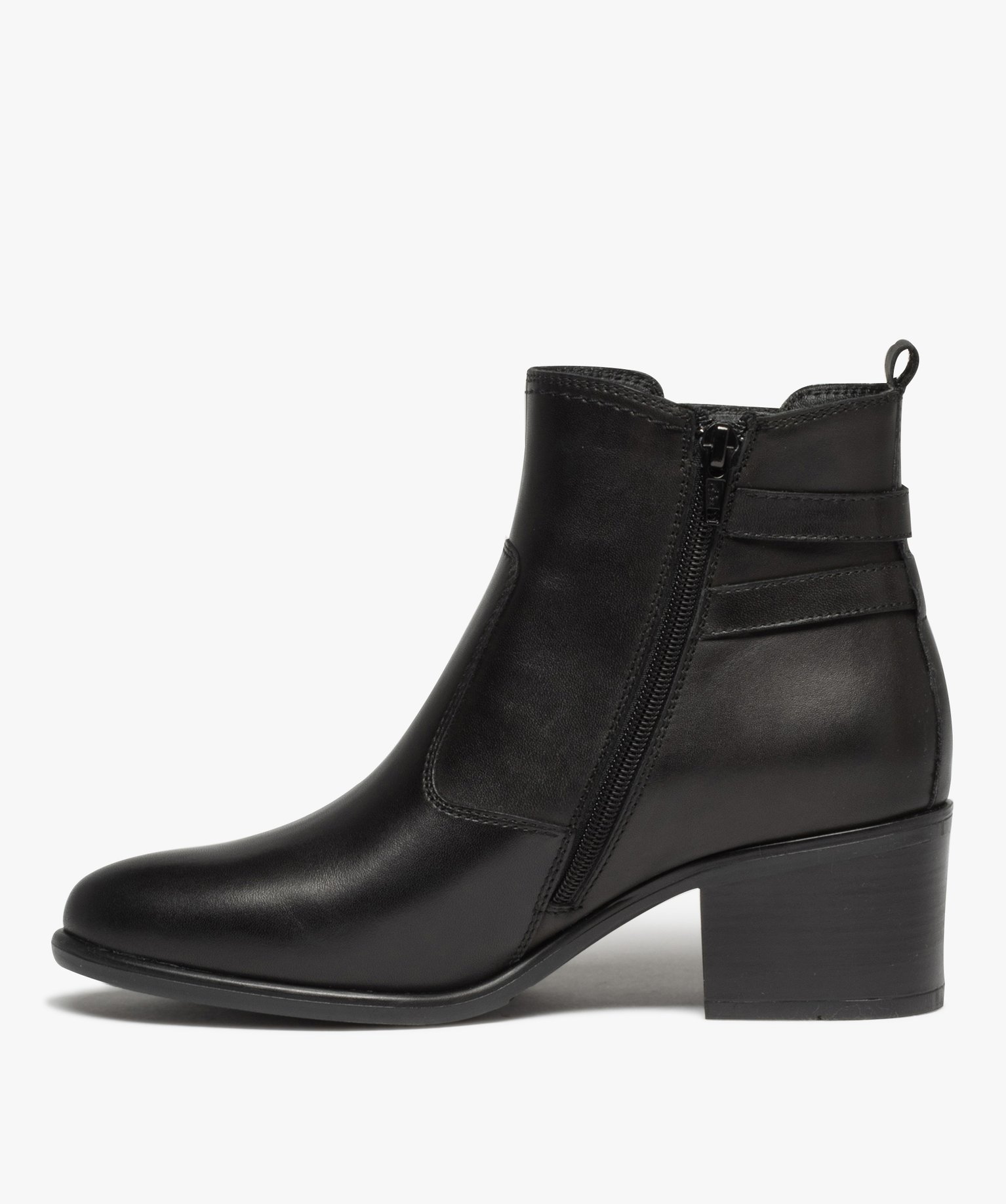 Boots à talon dessus cuir et brides femme - Tanéo noir | GEMO