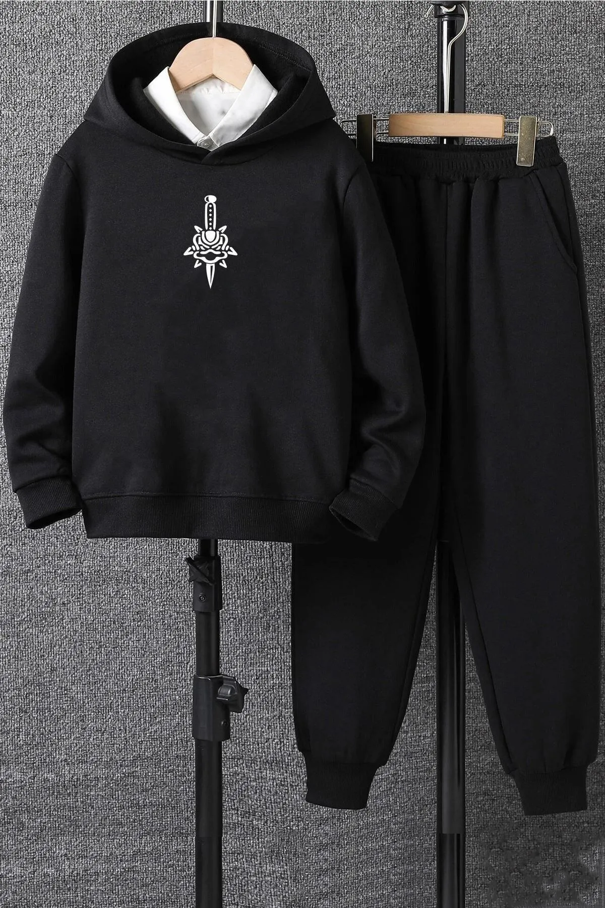 uyguntarz  Unisex-Trainingsanzug-Set mit Totenkopf-Print