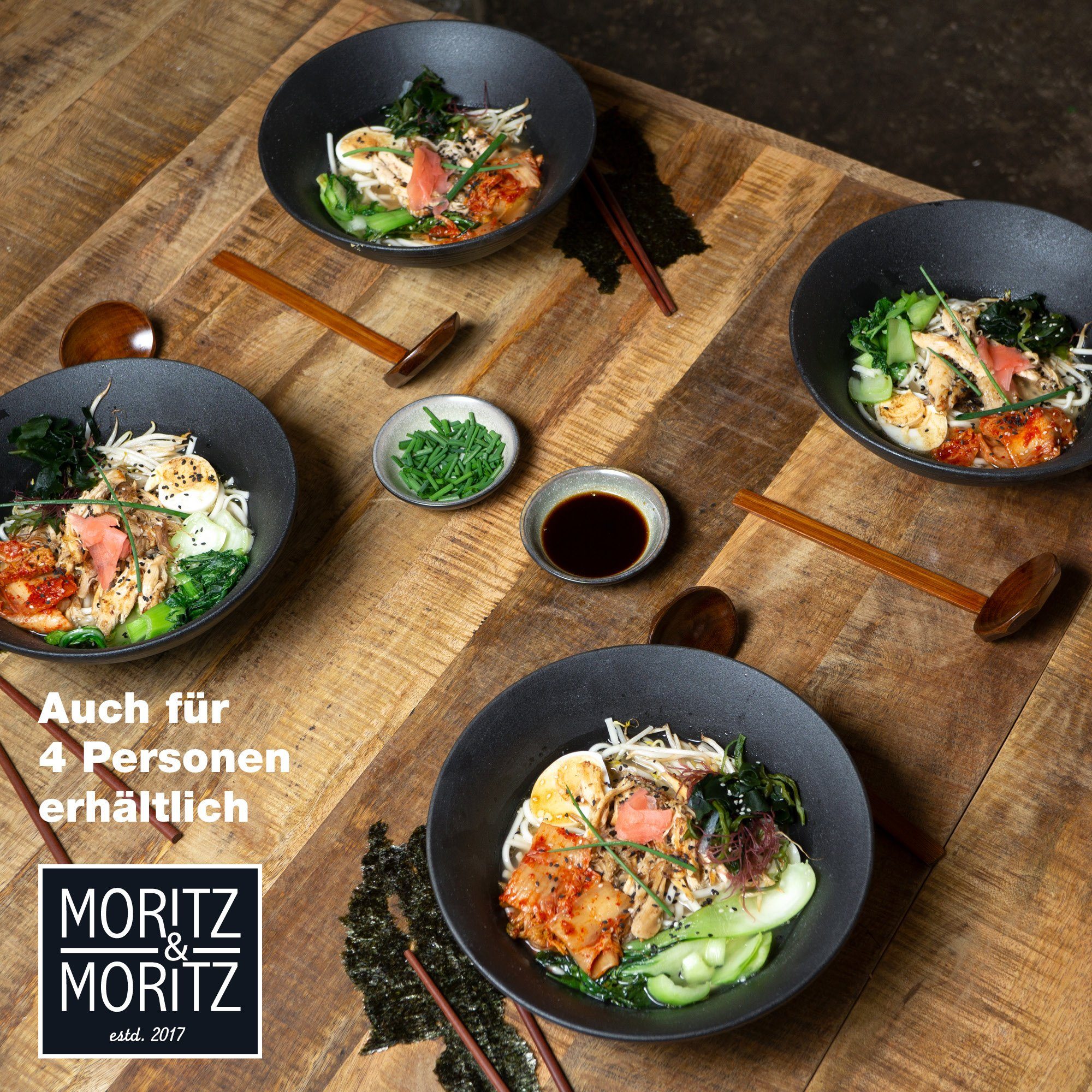 Moritz & Moritz Suppenschüssel 2x Ramen Schüssel Keramik, Keramik, (2er Set), Ramen Bowl Set für 4 Personen