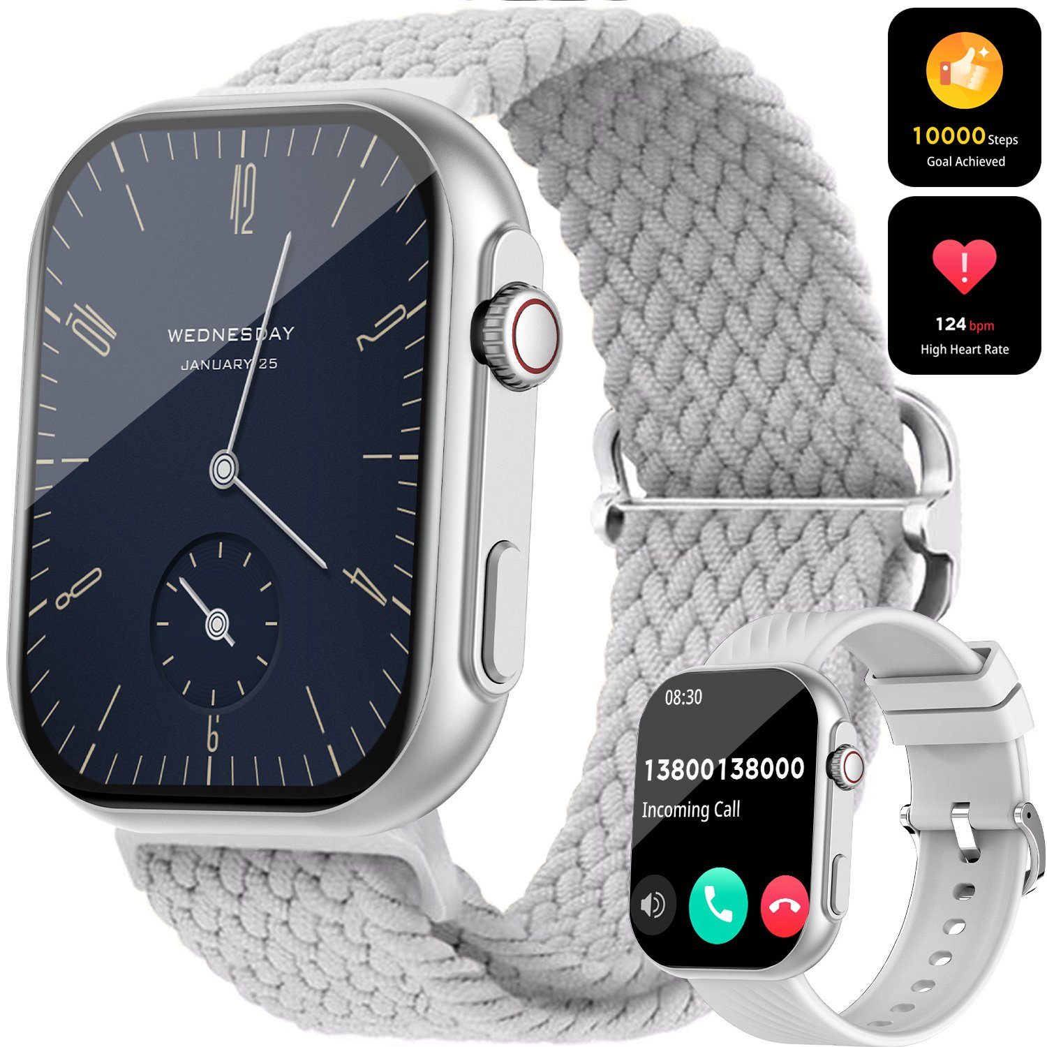JOEAIS Damen Smartwatch Fitnessuhr Sport Watch Fitnessarmband Smartwatch (2.01 