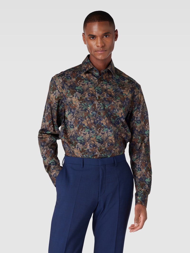 Modern Fit Business-Hemd mit Kentkragen in marineblau