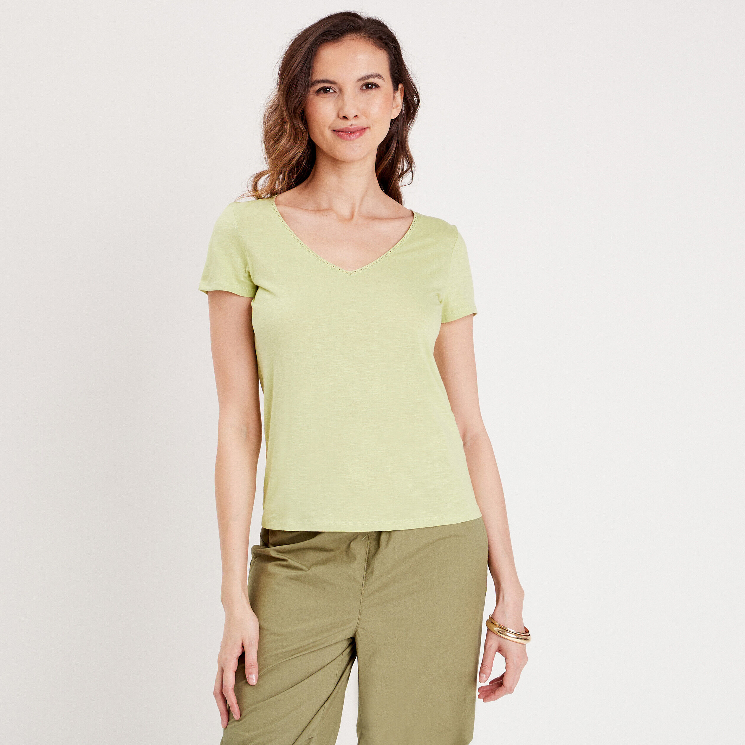 T-shirt manches courtes vert pastel femme | Cache Cache