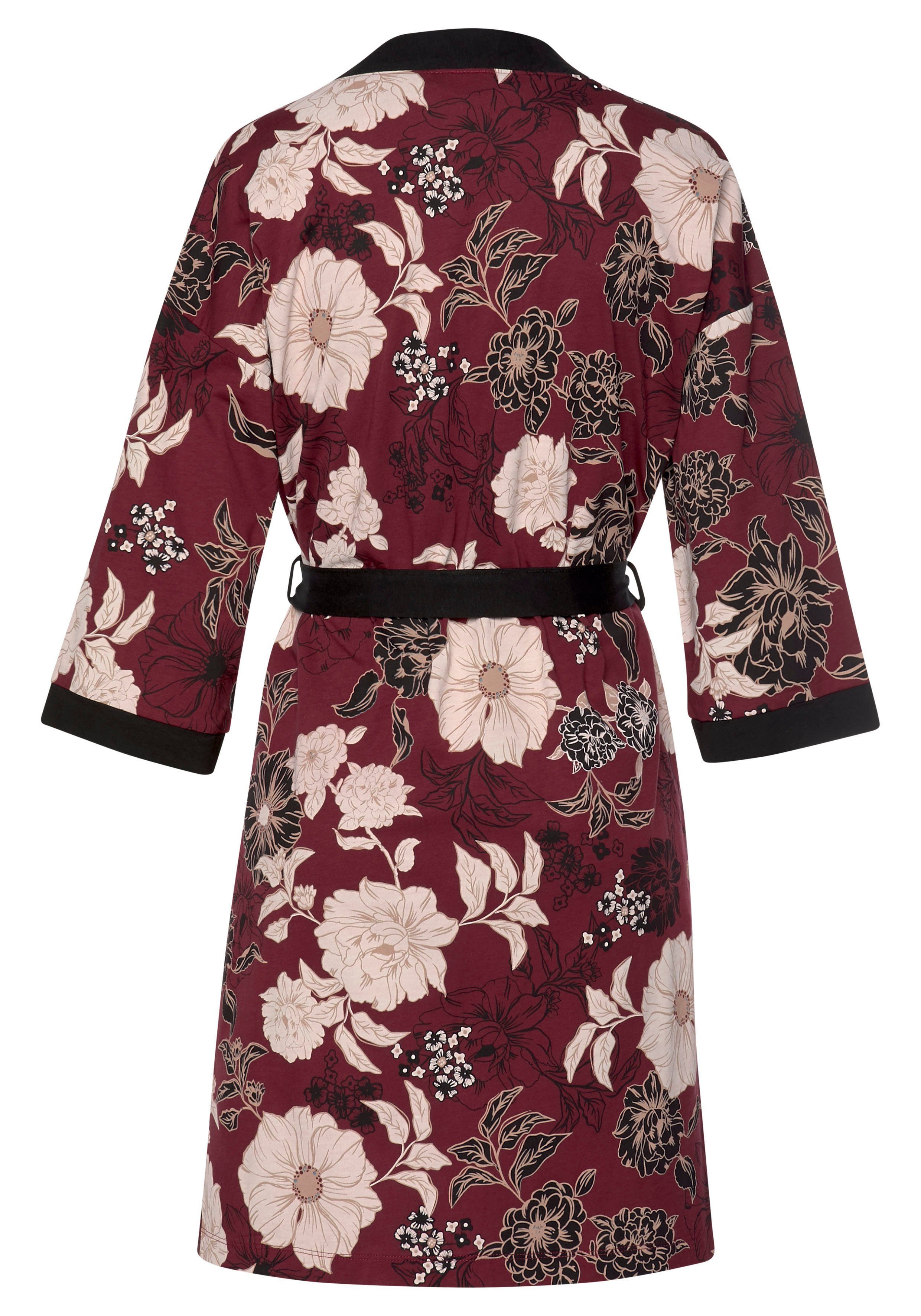 s.Oliver Kimono, Kurzform, Baumwoll-Mix, Gürtel, mit Blumen-Dessin